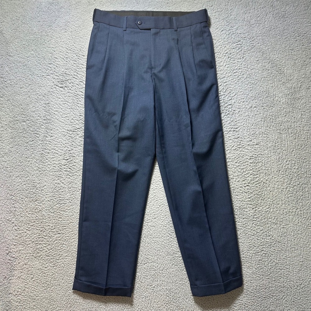 Stafford Mens Sharkskin Classic Fit Pleated Dress‎ Pants 32x30 Professional